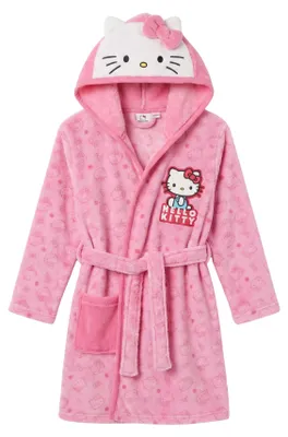Produktbild von Hello Kitty Kinder Bademantel mit Kapuze – Flauschig Weich & Kuschelig für Mädchen