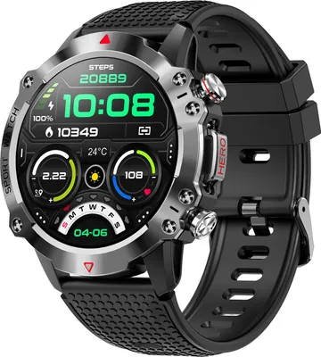 Zdjęcie produktu dla KR10 Inteligentna bransoletka Zegarek sportowy 1,39-calowy ekran IPS FullTouch Fitness Tracker IP67 Wodoodporny BT Połączenia Tlen we krwi / Sen / Tętno / Ciśnienie krwi Monitor Wiele trybów sportowych Powiadomienia / Połączenia / Przypomnienia o poście Zdalna kamera Kompatybilny z Android iOS