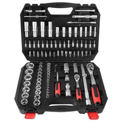Produktbild von Metrischer Steckschlüsselsatz 1/4" & 1/2" (94-teilig) Knarrenkasten Stecknüsse 4-32 mm