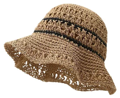 Produktbild von Strandhut Damen Stroh faltbar Khaki Einheitsgröße