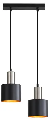 Image de ZMH Lampe suspendue table à manger E27 Lampe de cuisine suspendue 2 flammes Lampe de salle à manger noire or Lampe à suspendre cuisine îlot Sans ampoules
