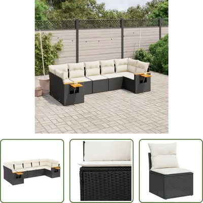Produktbild von The Living Store 7-tlg. Garten-Sofagarnitur mit Kissen Schwarz Poly Rattan