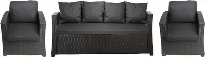 Image de Coussins de jardin pour meubles en polyrattan 5-6 places anthracite Assise pour canapé 170x50, 2 coussins pour chaises 56x50, coussins pour meubles de jardin
