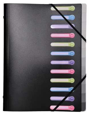 Image de EXACOMPTA Classeur à levier, DIN A4, PP, 12 compartiments, noir