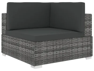 Produktbild von Sofa-Eckteil mit Kissen Poly Rattan Grau