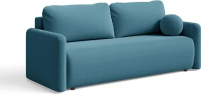 Produktbild von Sofa mit Schlaffunktion - Blau - Leicht zu Reinigen - mit Bettkasten - 3 Kissen im Set - Modern Sofa - 2 Sitzer Couch - LUNA