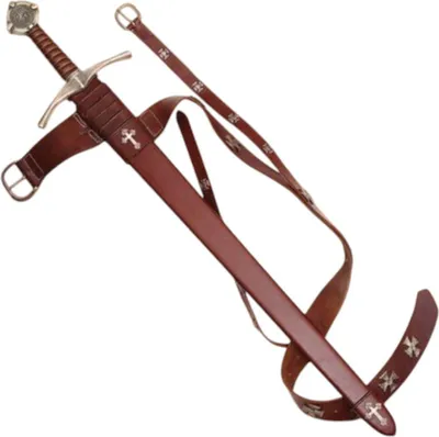 Produktbild von Majestätisches Templer-Schwert WS502356 mit Scheide & Gürtel – Fullgröße 101 cm, dekorative Replik WS502356