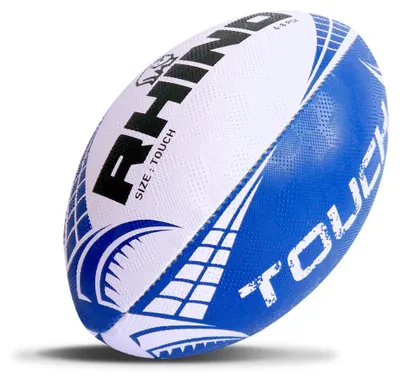 Produktbild von Rhino Rugbyball Touch weiß/blau - langlebiger Gripball für Rugby