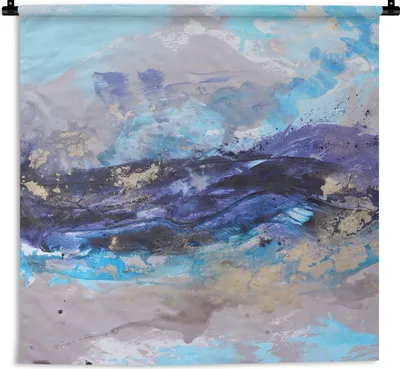 Produktbild von MuchoWow® Wandteppich Wandbehang Abstrakt - Grau - Blau - Farbe 60x60 cm Tapisserie Dekoration Wandtuch - Dekorationen - Wand Decke