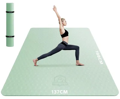 Immagine prodotto di Tappetino da yoga XXL di HAPBEAR - Tappetino da yoga extra grande e largo, tappetino sportivo per fitness, antiscivolo, dimensioni 198 cm x 137 cm x 6 mm di spessore, ultra resistente, ideale per ginnastica, pilates, palestra, casa e allenamento – Verde, dimensioni 198 cm x 137 cm x 6 mm