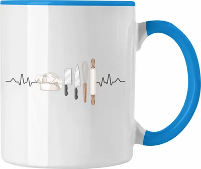 Produktbild von Trendation - Sternekoch Tasse Geschenk für besten Koch der Welt Spruch Herzschlag (Blau)