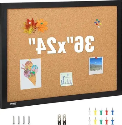 Productafbeelding van Famanu prikbord, 609 x 910 mm - Houten frame - Voor wandmontage en met puntdraadjes - Geschikt voor thuis en op kantoor