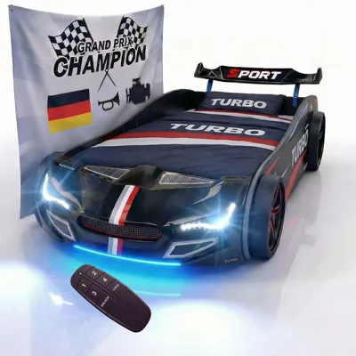 Produktbild von Autobett GTE Kinderbett im Rennwagen-Design mit Lattenrost Farbe Schwarz