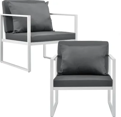 Obrázek produktu pro 2x zahradní židle 70 x 60 x 60 cm zahradní křeslo sada 2 venkovních zahradních křesel bílá / světle šedá