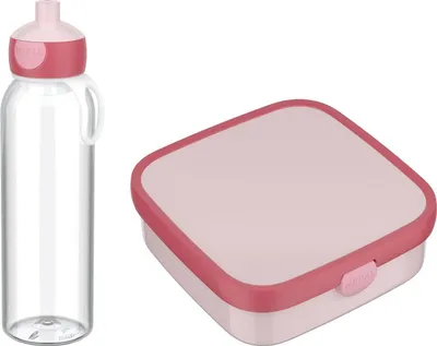 Produktbild von Mepal - Pausenset XL Campus - Set für Kinder mit großer Bento Brotdose und Pop-Up Wasserflasche - Lunch-Set für die Schule oder unterwegs - Spülmaschinenfest - 1300 + 500 ml - Cool Pink