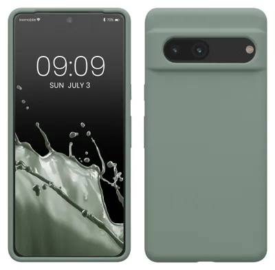 Produktbild von kwmobile Handyhülle für Google Pixel 7 Hülle, für Pixel 7 Case - Hülle Silikon - kabelloses Laden - Rainwashed Grün