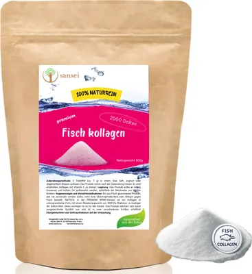 Zdjęcie produktu dla SANSEI Kolagen rybi w proszku Kolagen PREMIUM 2000 Dalton - 500g - Ponad 70 porcji/dzień,