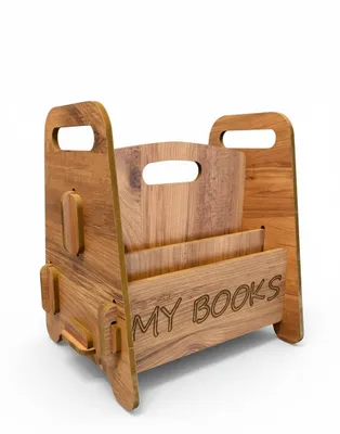 Produktbild von Kinder-Bücherregal "My Books" aus Holz – Buch-Organizer Natur & Braun – 35x27x35 cm