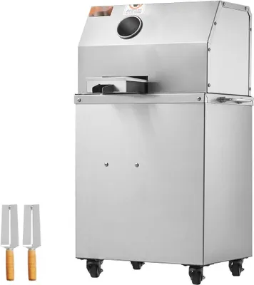 Produktbild von Elektrischer Zuckerrohr-Entsafter 800 W - Zuckerrohr-Standmixer - 300 kg/h - 3 Edelstahlwalzen - 62 mm Einlass - Inkl. Schälmesser - Rollbar Gewerblich