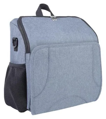 Produktbild von Sitzerhöhung für Kinder, Reise Hochstuhl, klappbar, mit Tischsitz, Sitzkissen, Rückenlehne, verstellbare Gurte, leicht zu reinigen, stabil, Blaugrau