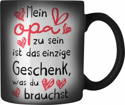 Produktbild von Trendation - Opa Geschenke Geschenk Farbwechsel Zauber-Tasse mit Spruch für Opa Geschenkidee Nichte Enkel Vatertag Karabiner Farbwechsel Zauber-Tasse Edelstahl Großvater (Schwarz)