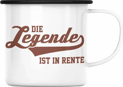 Produktbild von Trendation - -  Renter Emaille Tasse Ruhestand Geschenk Rente Mann Frau Lustig Renteneintritt Abschiedsgeschenk Rentnerin Sprüche (Schwarz)