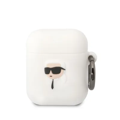 Obrázek produktu pro Karl Lagerfeld AirPods 1/2 silikonová skořepina Karl's Head 3D - White