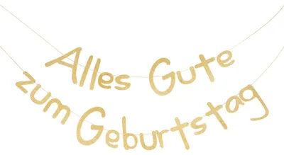 Geburtstagsgirlande Happy Birthday, goldene Glitzerbuchstaben, Banner