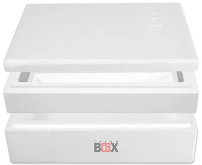 Produktbild von THERM BOX Modularbox 25M Innen: 49x30x17cm Wand 4cm Volumen 25,8L Styroporbox mit Zusatzring Isolierbox Kühlbox Wiederverwendbar