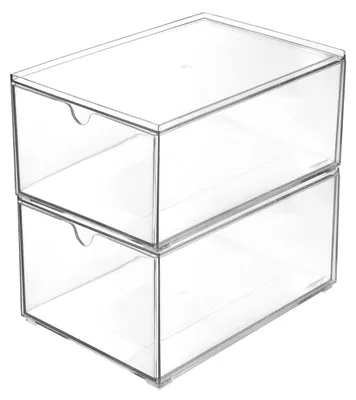 Immagine prodotto di 2 organizer da tavolo - organizer impilabile per cosmetici - contenitore trasparente per trucchi