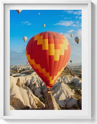 Produktbild von Fliegende Ballons– Wandbild mit Rahmen – Gerahmtes Bild  – Wanddekoration – 60x80 cm –  Weiß Rahmen