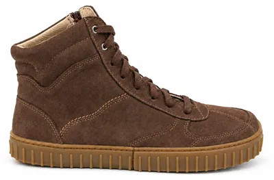 Zdjęcie produktu dla Wysokie sneakersy barefoot- TERRA BROWN SUEDE 47 EU Ciemny brąz