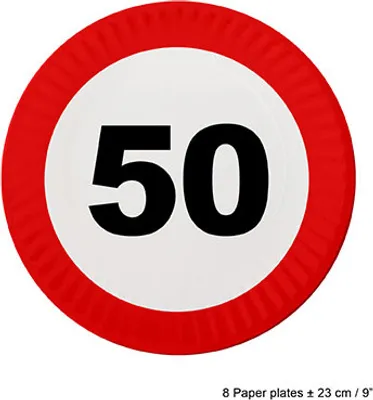 Produktbild von Pappteller Verkehrsschild #50 | 23cm/8Stk.