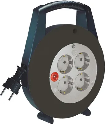 Produktbild von brennenstuhl Vario Line Kabelbox, 4-fach, 5 m, Schwarz/Lichtgrau, Kunststoff, H05VV-F 3G1,5, Schuko, Überhitzungsschutz, VDE geprüft, Indoor, leicht aufrollbar