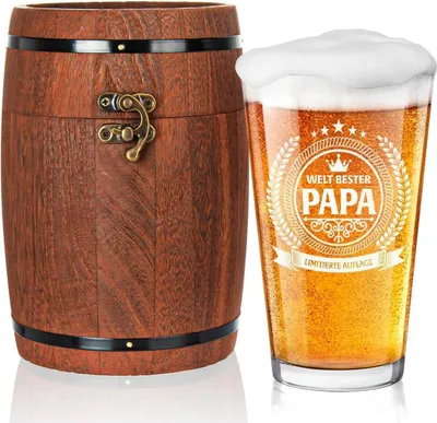 Image de Verre à bière de papa dans une boîte à fût 480 ml - Cadeau premium pour papa