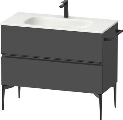 Image de Duravit Sivida Meuble sous-lavabo, 2 tiroirs, poignée encastrée noir diamant mat, 1010x477x592mm, pour Sivida, SV46520BD490000