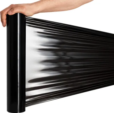 Productafbeelding van Rekfolie Zwart Meubelfolie - 130 m Handrekfolie Rollen - 0,9 kg