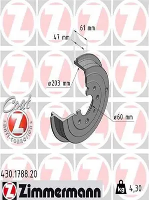 Produktbild von 2x ZIMMERMANN 430.1788.20 Bremstrommel Hinterachse