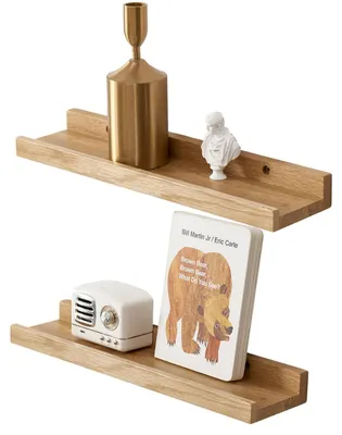 Immagine prodotto di Set di 2 mensole da parete di 30 cm in legno massello di quercia
