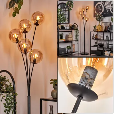 Produktbild von Fossobiubo Stehlampe aus Metall/Glas in Schwarz/Bernsteinfarben
