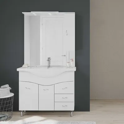 Immagine prodotto di Mobile bagno 106 cm classico con lavabo specchio e pensile bianco | Easy