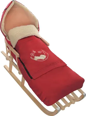 Immagine prodotto di Slitta in legno slitta per bambini in legno di faggio schienale incl. corda di trazione + pedana invernale borsa per slitta pedana 40 x 90/110 cm slitta con guide in metallo (rosso)