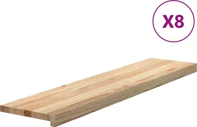 Image de vidaXL Marches d'escalier 8 pcs. Non traitées 110x30x2 cm Chêne massif