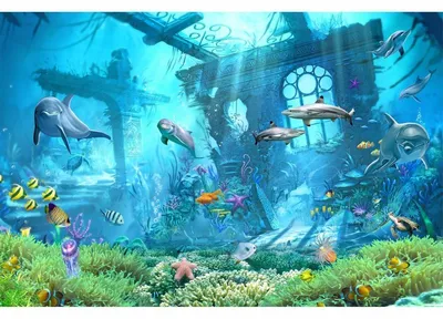 Produktbild von Fototapete Unterwasser Vliestapete Kinderzimmer Tapete inkl. Kleister - Größe 350 x 250 cm