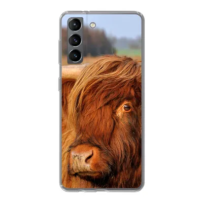 Produktbild von MuchoWow® Handyhülle Schutzhülle Hülle für Samsung Galaxy S21 Schottischer Highlander - Gras - Baum Silikon Softcase Handy Hülle - Softcase