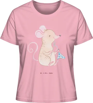 Produktbild von Mr. & Mrs. Panda Oberteil Damen Maus Nähen Größe L - Baumwolle Pink - Geschenk, Kurzarmshirt, Nähkurs, Basic T-Shirt, Baumwoll, Nähmaschine, Kreatives Hobby, DIY, Shirt