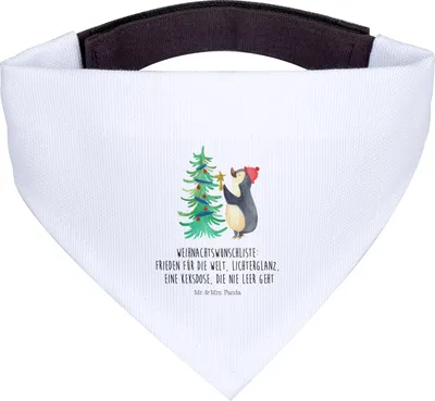Produktbild von Mr. & Mrs. Panda Hundehalstuch Pinguin Weihnachtsbaum - Weiß - Geschenk, Halstuch, Hundetuch, Weihnachten, Für Hunde, Winter, Hund, Tuch