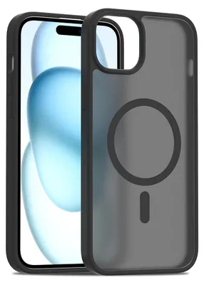 Immagine prodotto di Custodia magnetica per iPhone 15 Plus, compatibile con MagSafe, retro traslucido opaco, resistente agli urti Nero