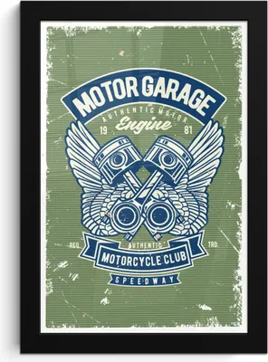 Produktbild von MuchoWow® MuchoWow® Gerahmtes Poster Mancave - Auto - Motorrad - Retro 20x30 cm - Poster mit zchwarzem Bilderrahmen - Drucken - Bilder Poster im Rahmen