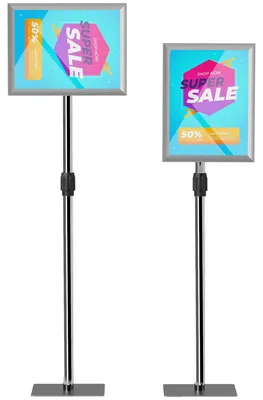 Image de Support d'affichage A3, réglable en hauteur, rotatif à 360°, couleur argent